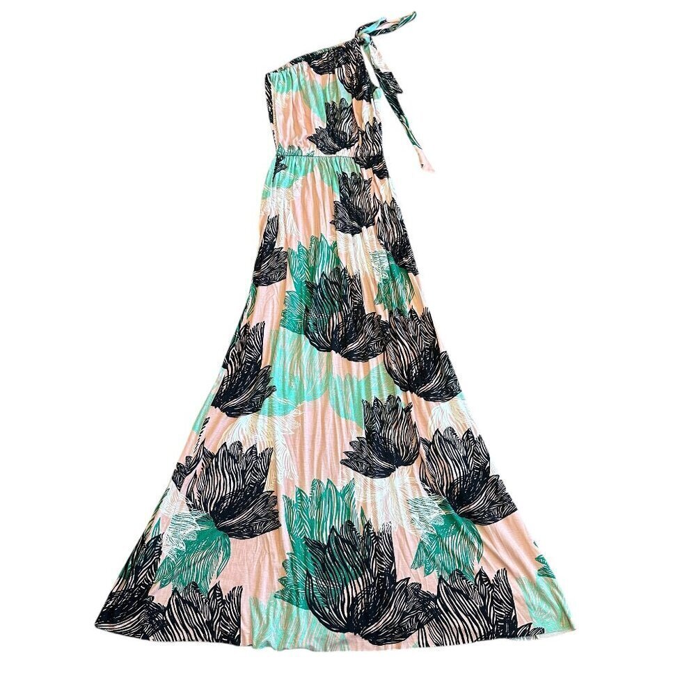 Rachel Pally One Shoulder Maxi Dress Bold Print Jersey Stretch Size Small Womens